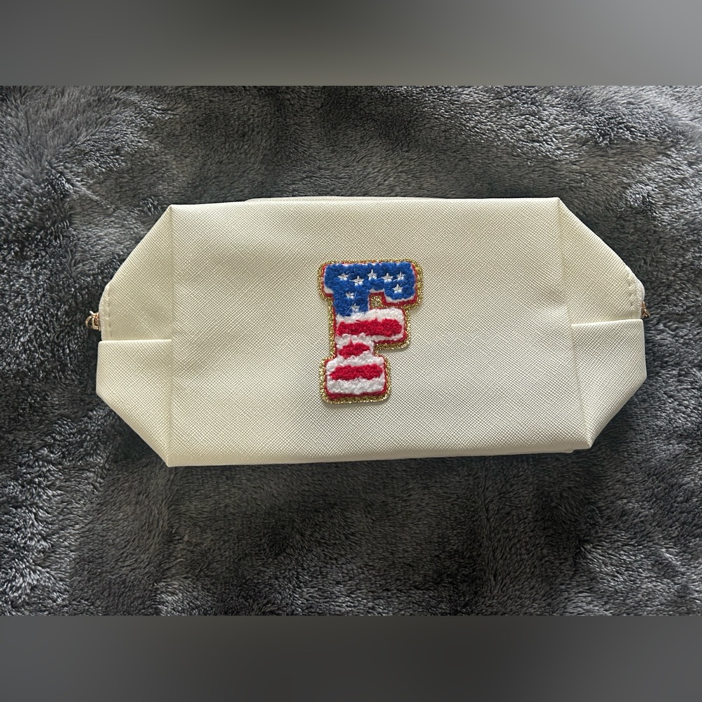 “F” USA-flag Patch Cosmetic Bag